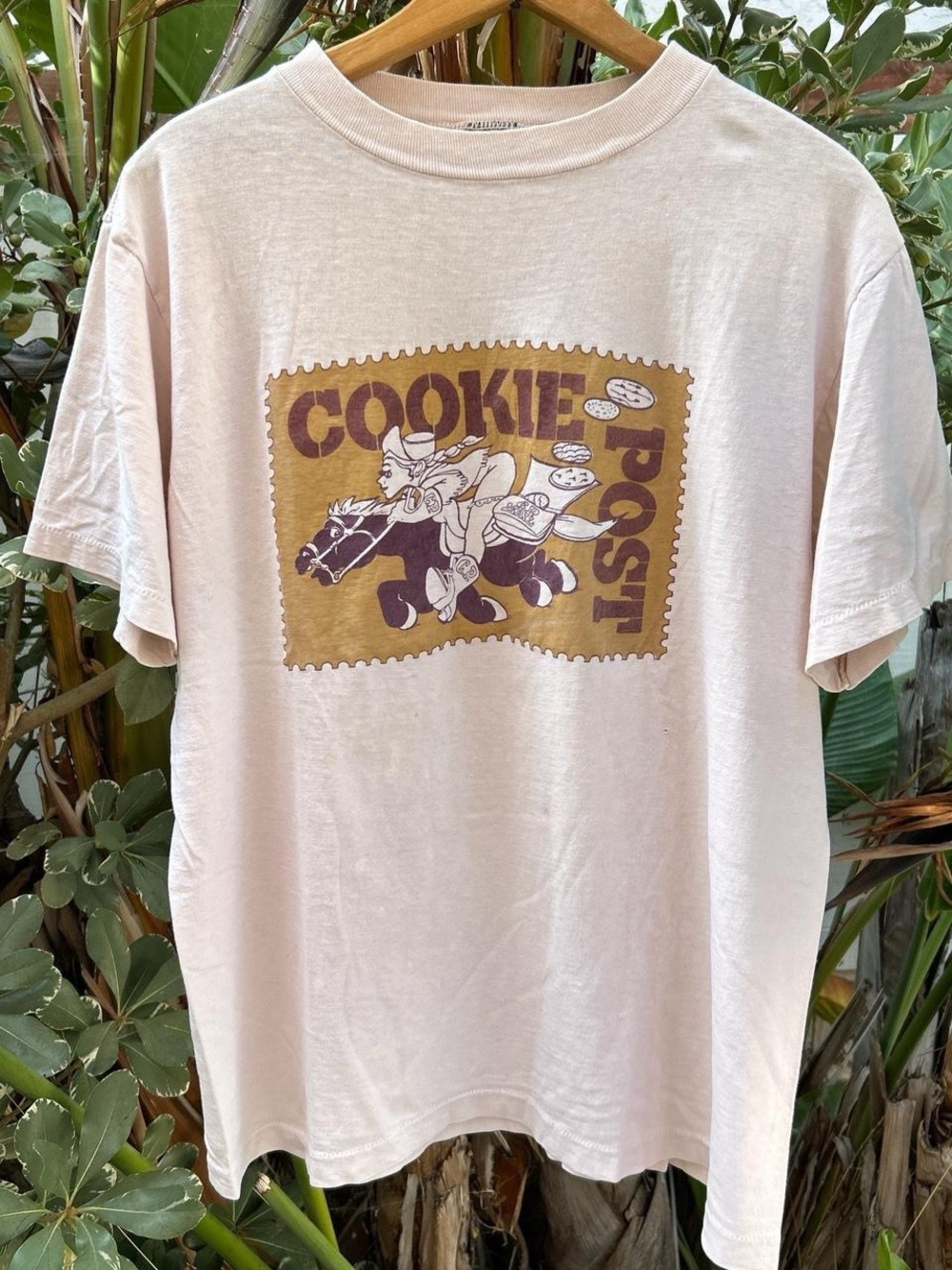 Vintage 1990s Cookie Post Graphic T Shirt Single Stitch 22x26 USA Beige